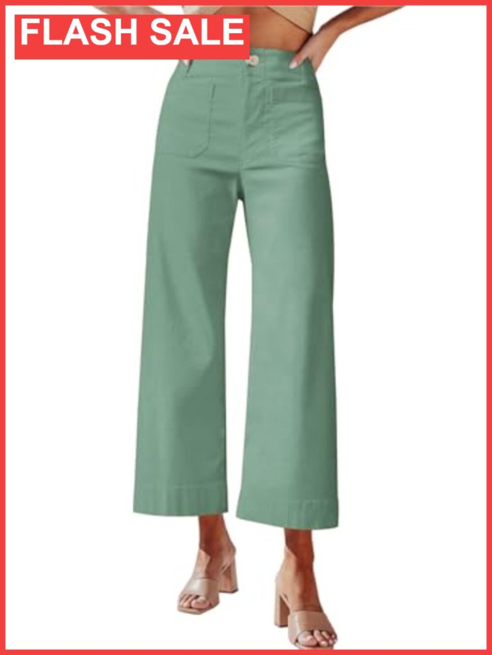 High Waisted Cropped Capris Stretchy Straight Pants Trousers